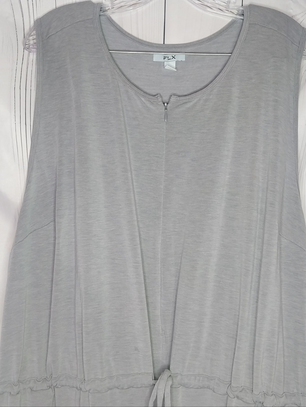 FLX Travel Sleeveless Stretchy Drawstring Jumpsuit - Gray - Picture 9 of 14